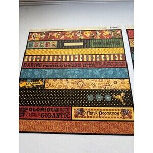 Graphic 45 Le Cirque Borders #4500313 12x12 Lot of 2 Retired 2011 Double Sided